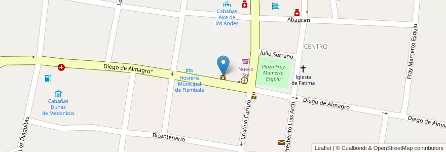 Mapa de ubicacion de Municipalidad de Fiambala en 아르헨티나, Catamarca, Departamento Tinogasta, Municipio De Fiambalá, Fiambala.