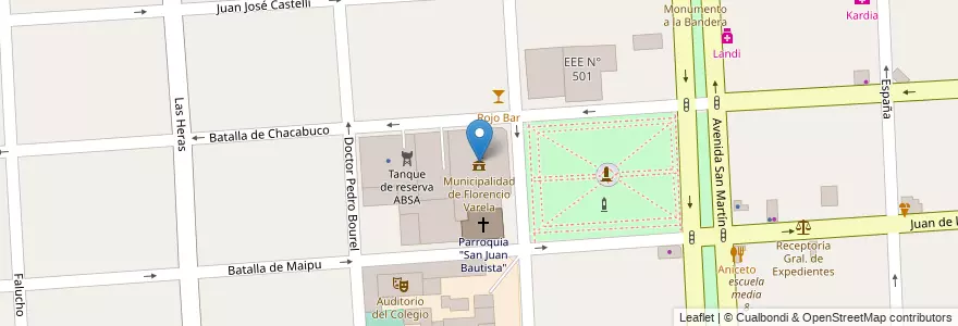 Mapa de ubicacion de Municipalidad de Florencio Varela en 阿根廷, 布宜诺斯艾利斯省, Partido De Florencio Varela, Florencio Varela.