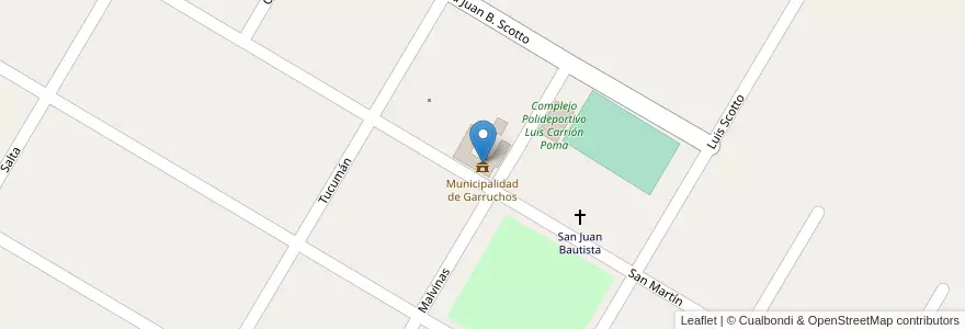 Mapa de ubicacion de Municipalidad de Garruchos en Argentinien, Corrientes, Departamento Santo Tomé, Municipio De Garruchos.