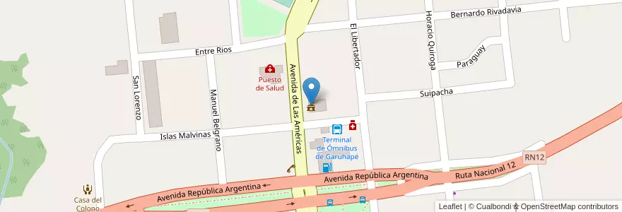 Mapa de ubicacion de Municipalidad de Garuhapé en 阿根廷, Misiones, Departamento Libertador General San Martín, Municipio De Garuhapé.