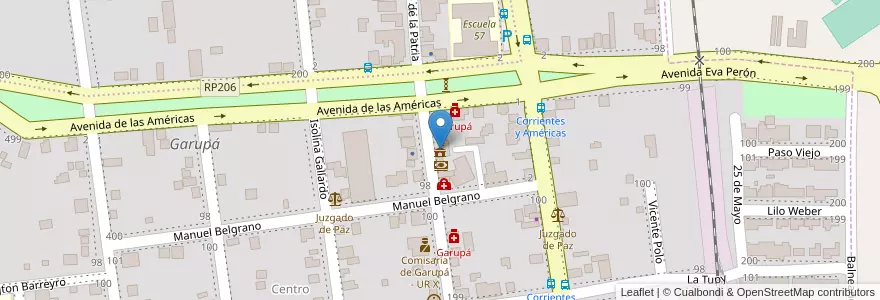 Mapa de ubicacion de Municipalidad de Garupá en アルゼンチン, ミシオネス州, Departamento Capital, Municipio De Garupá, Garupá.