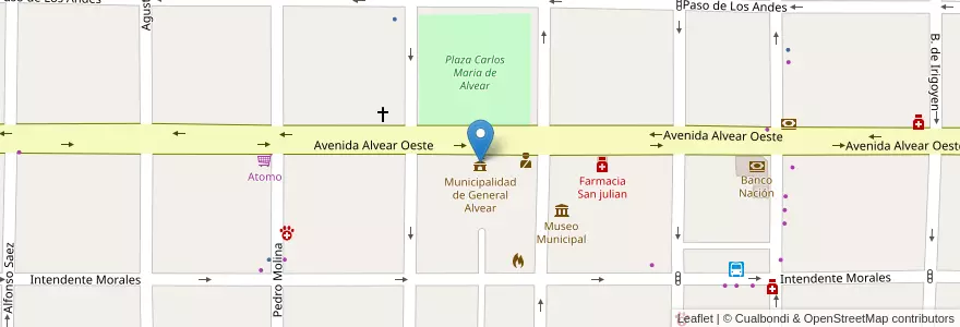 Mapa de ubicacion de Municipalidad de General Alvear en 아르헨티나, Mendoza, General Alvear, Distrito Ciudad De General Alvear.