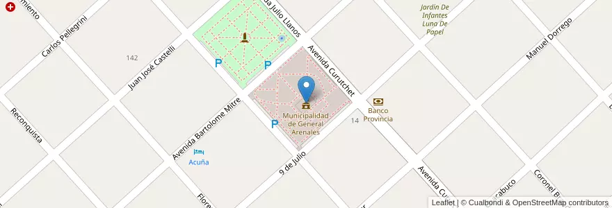 Mapa de ubicacion de Municipalidad de General Arenales en Argentinië, Buenos Aires, Partido De General Arenales.