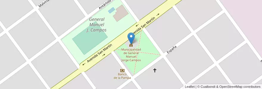 Mapa de ubicacion de Municipalidad de General Manuel Jorge Campos en آرژانتین, La Pampa, Departamento Guatraché, Municipio De General Manuel J. Campos, General Manuel J. Campos.