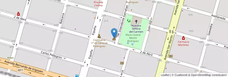 Mapa de ubicacion de Municipalidad de General Rodríguez en 아르헨티나, 부에노스아이레스주, Partido De General Rodríguez.