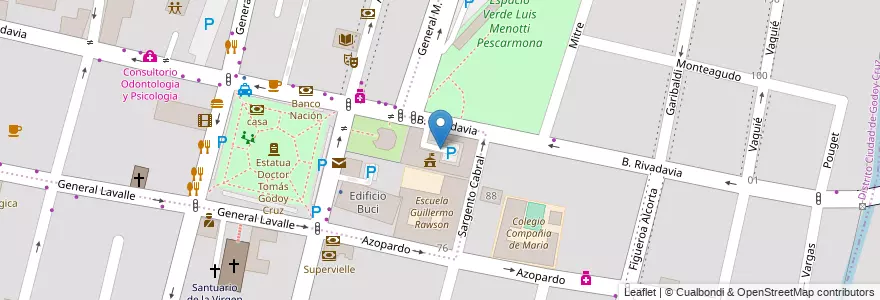 Mapa de ubicacion de Municipalidad de Godoy Cruz en Argentinien, Chile, Mendoza, Godoy Cruz, Departamento Godoy Cruz, Distrito Ciudad De Godoy Cruz.