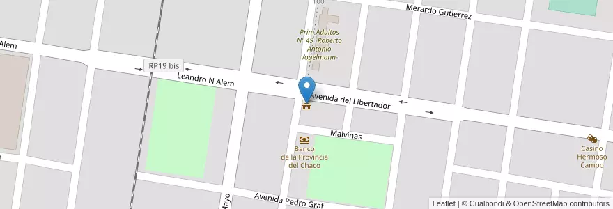 Mapa de ubicacion de Municipalidad de Hermoso campo en 阿根廷, Chaco, Departamento Dos De Abril, Municipio De Hermoso Campo, Hermoso Campo.