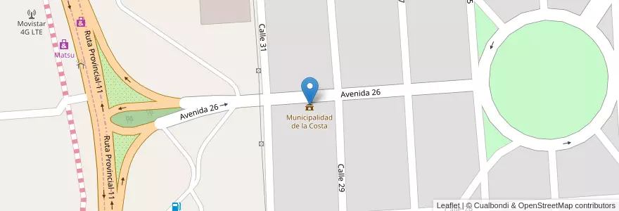 Mapa de ubicacion de Municipalidad de la Costa en Argentine, Province De Buenos Aires, Partido De La Costa, Las Toninas.
