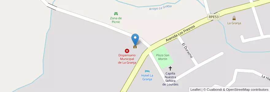 Mapa de ubicacion de Municipalidad de La Granja en Argentinië, Córdoba, Departamento Colón, Pedanía San Vicente, Municipio De La Granja.