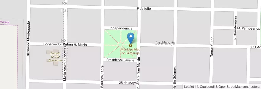 Mapa de ubicacion de Municipalidad de La Maruja en アルゼンチン, ラ・パンパ州, Departamento Rancul, Municipio De La Maruja.