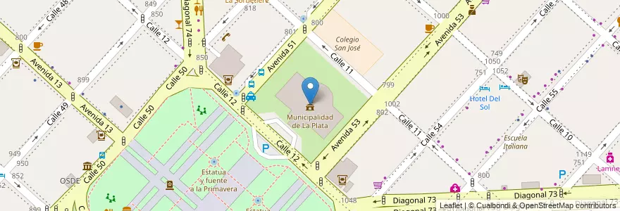 Mapa de ubicacion de La Plata City Hall en Argentina, Buenos Aires, Partido De La Plata, La Plata.