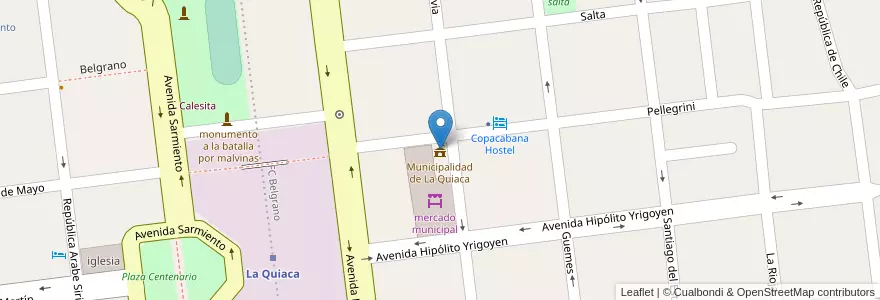 Mapa de ubicacion de Municipalidad de La Quiaca en 阿根廷, Jujuy, Departamento Yavi, Municipio De La Quiaca, La Quiaca.