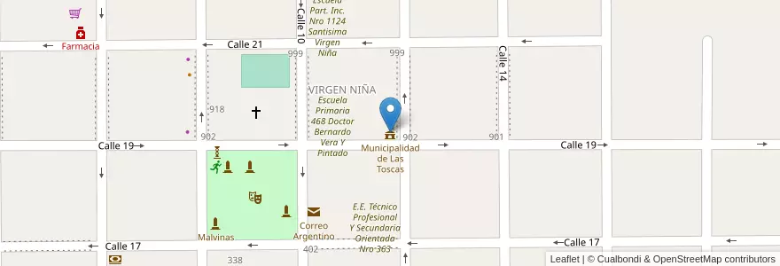 Mapa de ubicacion de Municipalidad de Las Toscas en آرژانتین, سانتافه, Departamento General Obligado, Municipio De Las Toscas.