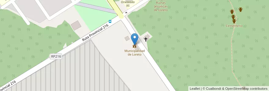 Mapa de ubicacion de Municipalidad de Loreto en Argentinië, Misiones, Departamento Candelaria, Municipio De Loreto.