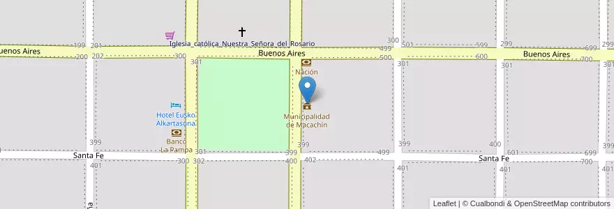 Mapa de ubicacion de Municipalidad de Macachín en 아르헨티나, La Pampa, Departamento Atreucó, Municipio De Macachín, Macachín.