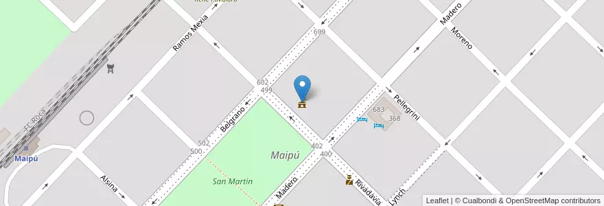 Mapa de ubicacion de Municipalidad De Maipú en アルゼンチン, ブエノスアイレス州, Partido De Maipú, Maipú.