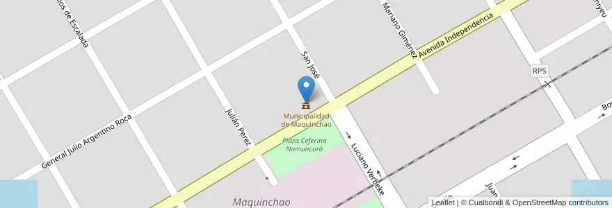 Mapa de ubicacion de Municipalidad de Maquinchao en Argentine, Chili, Province De Río Negro, Departamento Veinticinco De Mayo, Maquinchao.