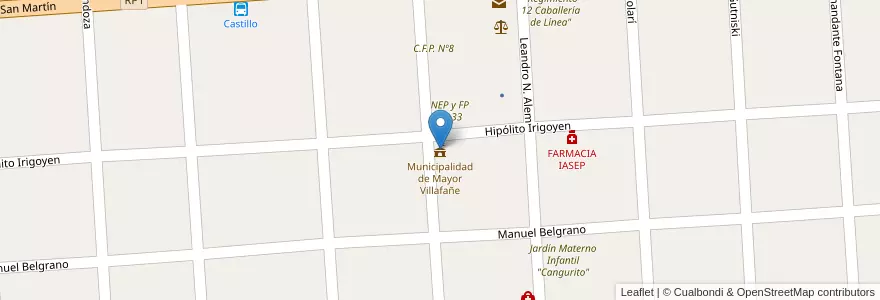 Mapa de ubicacion de Municipalidad de Mayor Villafañe en アルゼンチン, フォルモサ州, Departamento Pirané, Municipio De Mayor Vicente Villafañe.