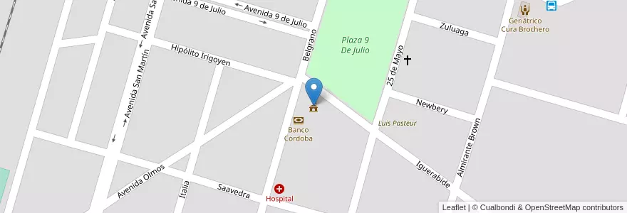 Mapa de ubicacion de Municipalidad de Melo en 阿根廷, Córdoba, Departamento Presidente Roque Sáenz Peña, Pedanía La Amarga, Municipio De Melo, Melo.
