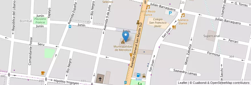 Mapa de ubicacion de Municipalidad de Mendoza en Argentinië, Chili, Mendoza, Departamento Capital, Sección 2ª Barrio Cívico, Ciudad De Mendoza.