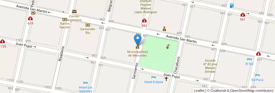 Mapa de ubicacion de Municipalidad de Mercedes en الأرجنتين, Corrientes, Departamento Mercedes, Municipio De Mercedes.