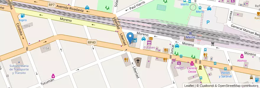 Mapa de ubicacion de Municipalidad de Merlo en 阿根廷, 布宜诺斯艾利斯省, Partido De Merlo, Merlo.