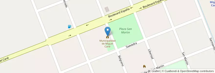 Mapa de ubicacion de Municipalidad de Miguel Cané en アルゼンチン, ラ・パンパ州, Departamento Quemú Quemú, Municipio De Miguel Cané, Miguel Cané.