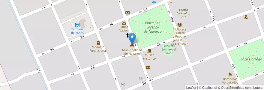 Mapa de ubicacion de Municipalidad de Navarro en Аргентина, Буэнос-Айрес, Partido De Navarro, Navarro.