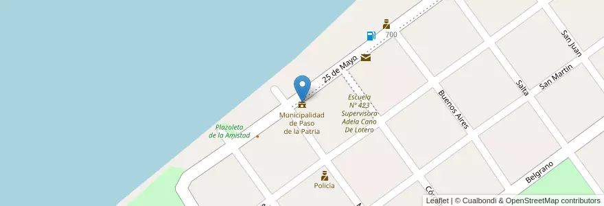 Mapa de ubicacion de Municipalidad de Paso de la Patria en 阿根廷, Corrientes, Departamento San Cosme, Municipio De Paso De La Patria.