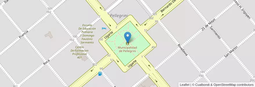 Mapa de ubicacion de Municipalidad de Pellegrini en Argentina, Buenos Aires, Partido De Pellegrini, Pellegrini.