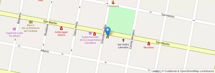 Mapa de ubicacion de Municipalidad de Porteña en آرژانتین, Córdoba, Departamento San Justo, Pedanía Libertad, Municipio De Porteña.