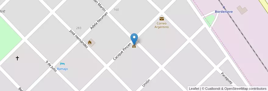 Mapa de ubicacion de Municipalidad De Puan Delegacion Bordenave en Argentina, Buenos Aires, Partido De Puan, Bordenave.