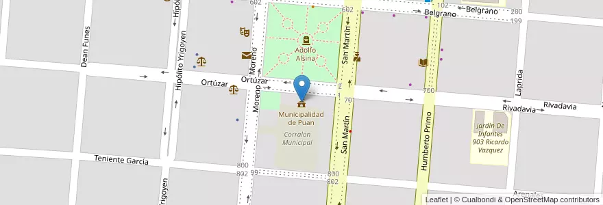 Mapa de ubicacion de Municipalidad de Puan en アルゼンチン, ブエノスアイレス州, Partido De Puan, Puan.