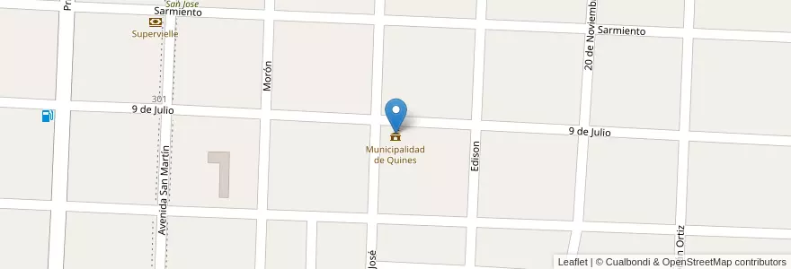 Mapa de ubicacion de Municipalidad de Quines en 阿根廷, San Luis, Ayacucho, Municipio De Quines.