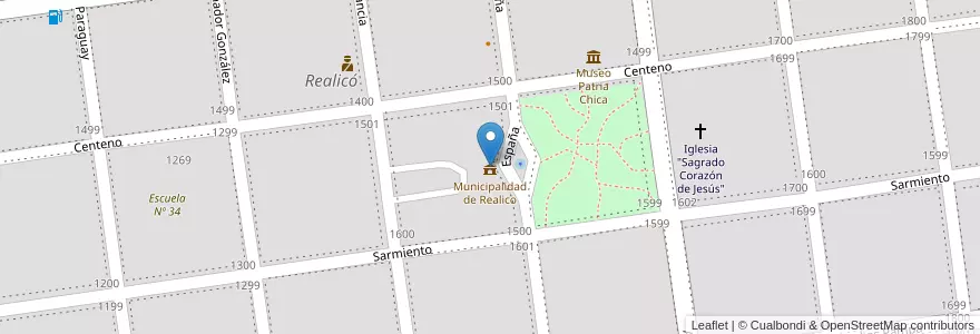 Mapa de ubicacion de Municipalidad de Realico en アルゼンチン, ラ・パンパ州, Departamento Realicó, Municipio De Realicó, Realicó.