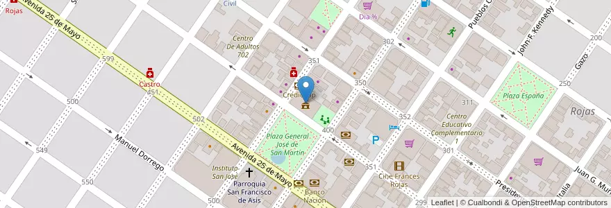 Mapa de ubicacion de Municipalidad de Rojas en Arjantin, Buenos Aires, Partido De Rojas, Rojas.