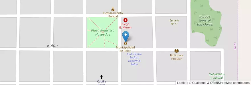 Mapa de ubicacion de Municipalidad de Rolón en Аргентина, Ла-Пампа, Departamento Atreucó, Municipio De Rolón, Rolón.