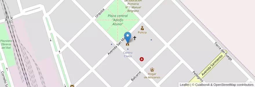 Mapa de ubicacion de Municipalidad de Saavedra en Argentinië, Buenos Aires, Partido De Saavedra, Saavedra.