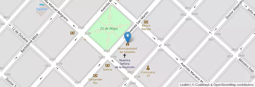 Mapa de ubicacion de Municipalidad de Saladillo en Arjantin, Buenos Aires, Partido De Saladillo, Saladillo.