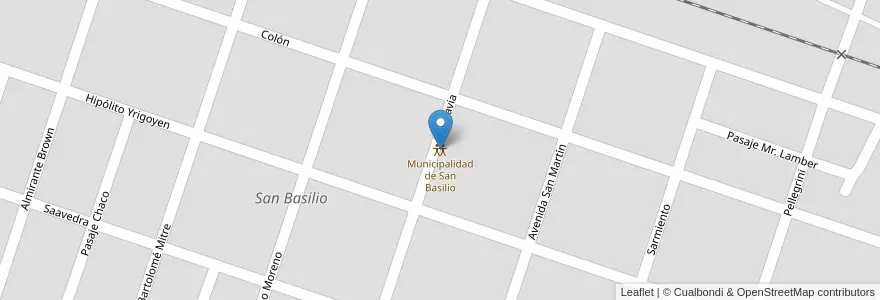 Mapa de ubicacion de Municipalidad de San Basilio en Argentinië, Córdoba, Departamento Río Cuarto, Pedanía Cautiva, Municipio De San Basilio, San Basilio.