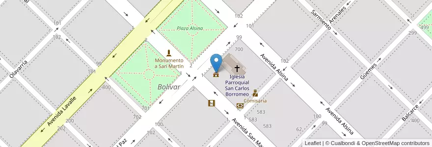 Mapa de ubicacion de Municipalidad de San Carlos de Bolívar en Argentina, Buenos Aires, Partido De Bolívar, Bolívar.