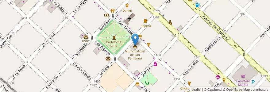 Mapa de ubicacion de Municipalidad de San Fernando en Аргентина, Буэнос-Айрес, Partido De San Fernando, San Fernando.