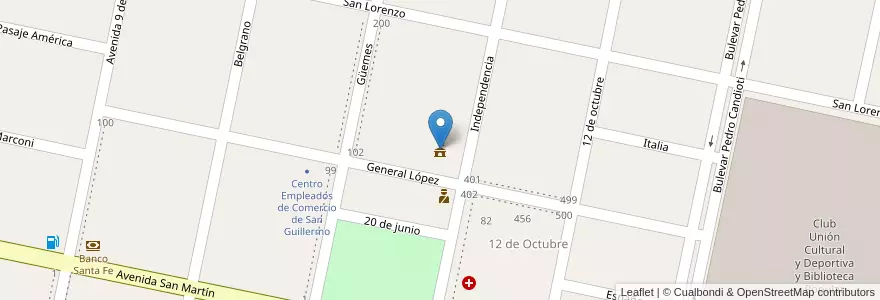 Mapa de ubicacion de Municipalidad de San Guillermo en Argentinië, Santa Fe, Municipio De San Guillermo, Departamento San Cristóbal.