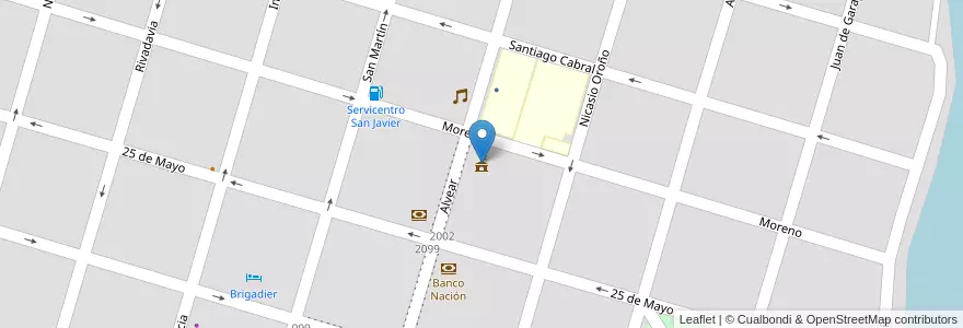 Mapa de ubicacion de Municipalidad de San Javier en 아르헨티나, Santa Fe, Departamento San Javier, Municipio De San Javier.