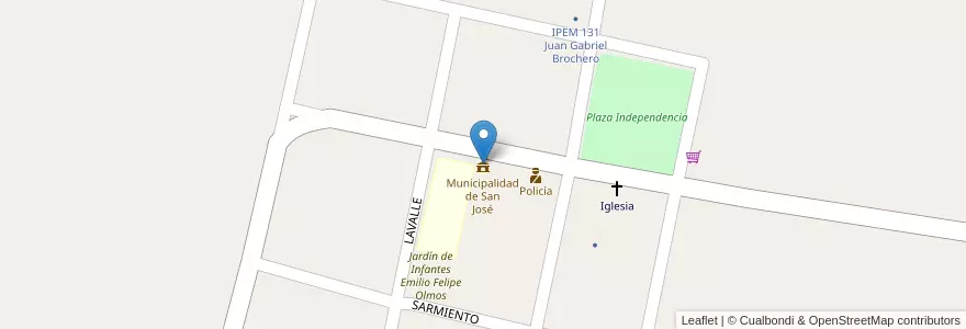 Mapa de ubicacion de Municipalidad de San José en Argentinië, Córdoba, Departamento San Javier, Pedanía Dolores, Comuna De San José.