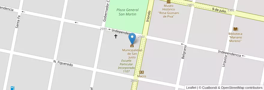 Mapa de ubicacion de Municipalidad de San Justo en 아르헨티나, Santa Fe, Departamento San Justo, Municipio De San Justo, San Justo.