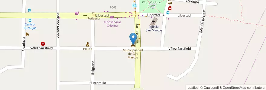 Mapa de ubicacion de Municipalidad de San Marcos en アルゼンチン, コルドバ州, Departamento Cruz Del Eje, Pedanía San Marcos, San Marcos Sierras, San Marcos Sierra.