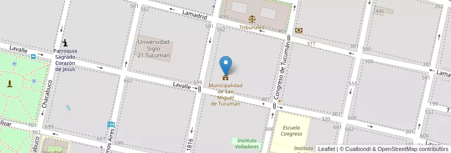 Mapa de ubicacion de Municipalidad de San Miguel de Tucuman en Аргентина, Тукуман, San Miguel De Tucumán, Departamento Capital, San Miguel De Tucumán.