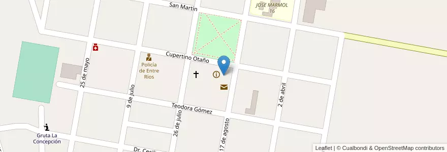 Mapa de ubicacion de Municipalidad de Santa Ana en Аргентина, Междуречье, Departamento Federación, Distrito Mandisoví, Santa Ana.