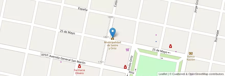 Mapa de ubicacion de Municipalidad de Sastre y Ortiz en Argentina, Santa Fe, Departamento San Martín, Municipio De Sastre.